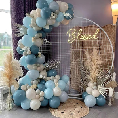 PartyWoo Dusty Blue Balloons - 140-Piece Slate Blue Boho Balloon Arch Kit for Baby Showers & Graduations