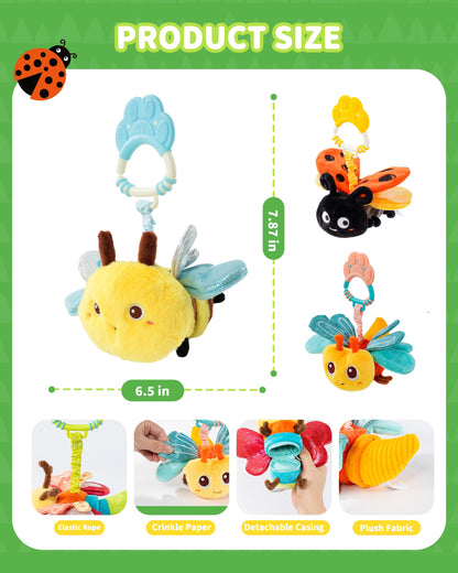Jollybaby Musical Flying Bee Toy - Car Seat, Stroller, Crib & Play Gym Hanging Toys for Baby 0-6-12-24 Months, Tummy Time Sensory Music Toy for Infant Boys and Girls Gifts