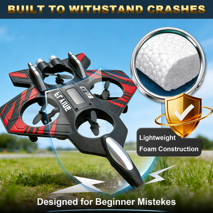 Foam RC Airplane for Kids & Adults, Easy to Fly Remote Control Fighter Jet with LED Lights, 360° Flip Stunt RC Plane, Durable EPP Foam, 2 Batteries, Outdoor Airplane Toy Gift for Boys Ages 8-16