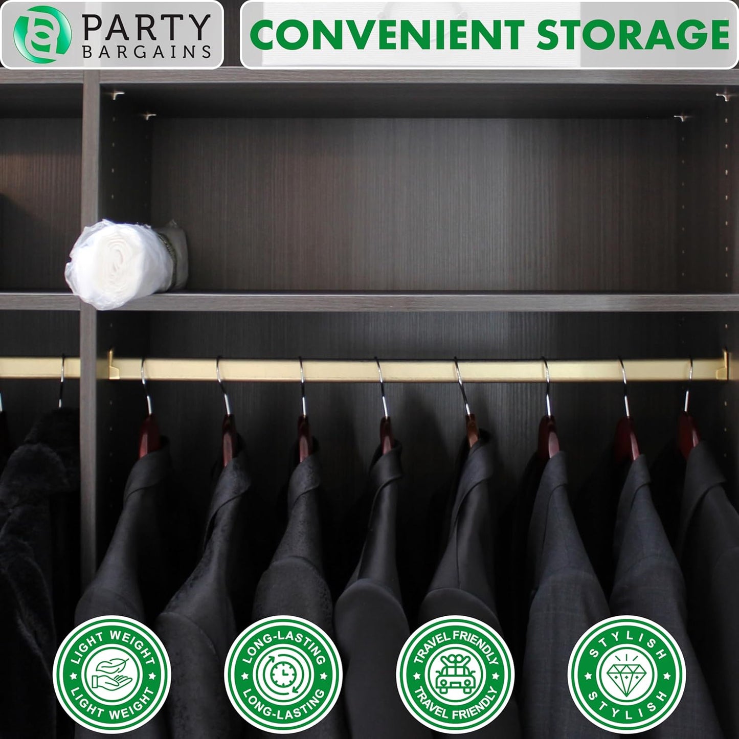 Party Bargains 60x24 Inch Clear Plastic Garment Bags, 100 Pack