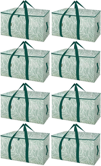 BALEINE Oversized Moving Bags - Heavy-Duty Storage Tote with Reinforced Handles | 8-Pack, Antique Foliage