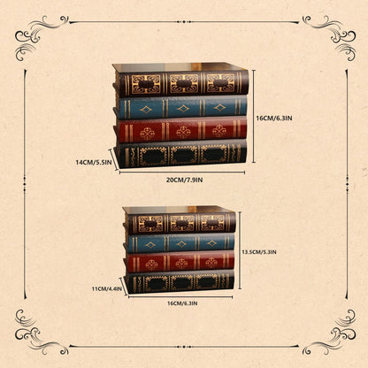 Blanc 2 Pcs Classic Brown Wooden False Book Box Storage Box, 7.87 x 6.3 x 5.51 inches, 1 kg Capacity Each, 2 Count