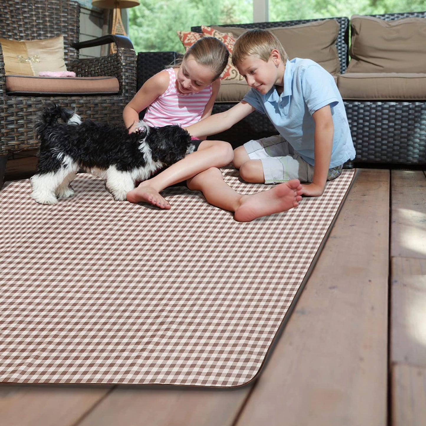 HX&OD Picnic Blanket Outdoor Extra Large Picnic Mat 80"X60" Camping Blanket Beach Blanket Foldable Waterproof Sand Mat Hiking Travel Family Concerts(Brown)
