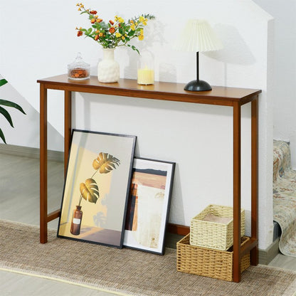 Mordchil HF Bamboo Narrow Console Table, 39.4"(L) Wood Small Entryway Table, Accent Slim Hallway Tables, Thin Sofa Side Tables for Hallway, Living Room, Bedroom, Foyer, Walnut