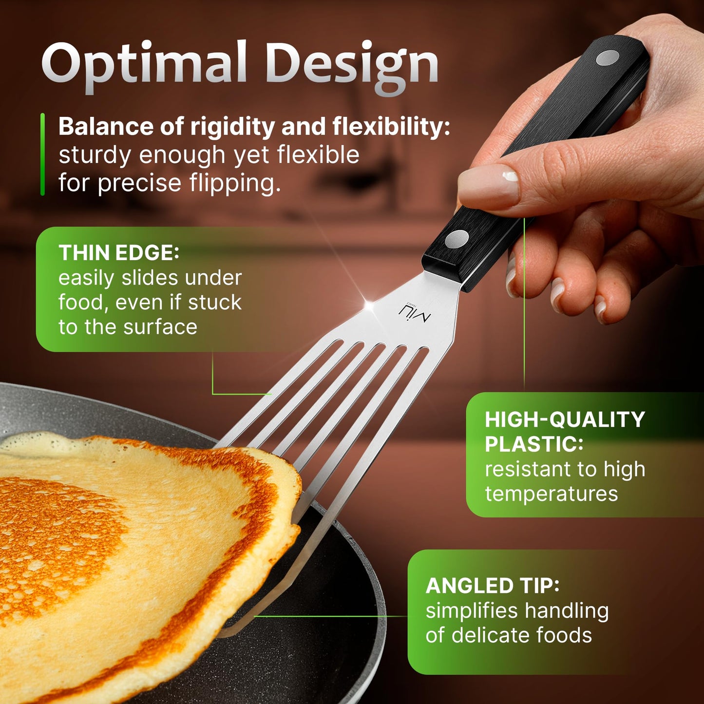 MIU Fish Spatula Stainless Steel, Flexible, Polished Metal, Corrosion Resistant, Kitchen Slotted Turner [Upgraded Version]