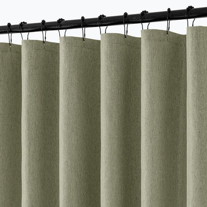 ANRODUO Olive Green Linen Textured Fabric Shower Curtain Set - 72"x72" with 12 Rust Resistant Durable Metal Hooks, Waterproof & Heavy Duty Polyester, Button Hole Design, Machine Washable for Bathroom