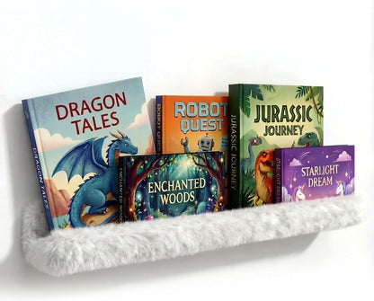 1PC Plush Bookshelf for Kids, Soft Hanging Book Display Shelf for Nursery Wall, Easy Mount Floating Bookshelf Display