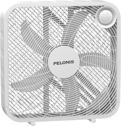 PELONIS 3-Speed Box Fan, Full-Force Circulation, Air Conditioner, White