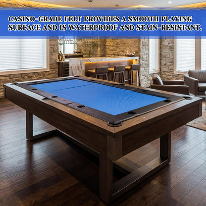 Hillsuren 86.2" x 43.5" Poker Table Tops for 8 Feet Pool Tables 10 Player Poker Table Game Billiard Pool Convertible Cover Mat Waterproof and Foldable, Blue