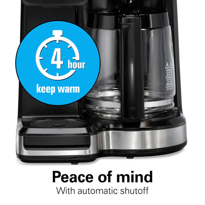 Hamilton Beach 2-Way 12 Cup Programmable Drip Hot and Iced Coffee Maker & Single Serve Coffee Machine, Glass Carafe, Auto Pause and Pour, Black (47500J)