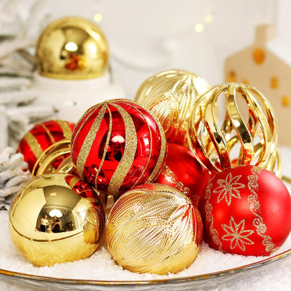 Christmas Ball Ornaments - 30 pcs 2.36" Shatterproof Baubles Set in Red and Gold for Xmas Tree Decorations