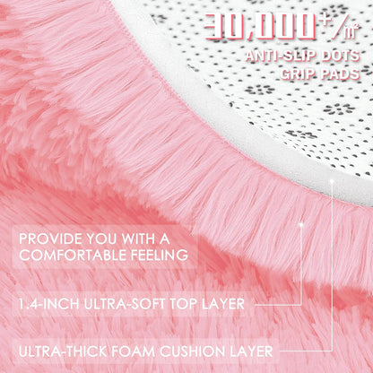 OLANLY Small Bedside Rug - Soft Fluffy Shaggy Entryway Throw Rug for Bedroom & Nursery | Pink 2x3 ft