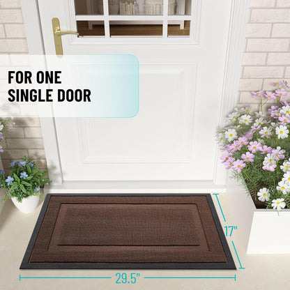 OLANLY Waterproof Front Door Mat - All-Season Indoor/Outdoor Doormat, Easy Clean, 29.5x17, Chocolate Brown