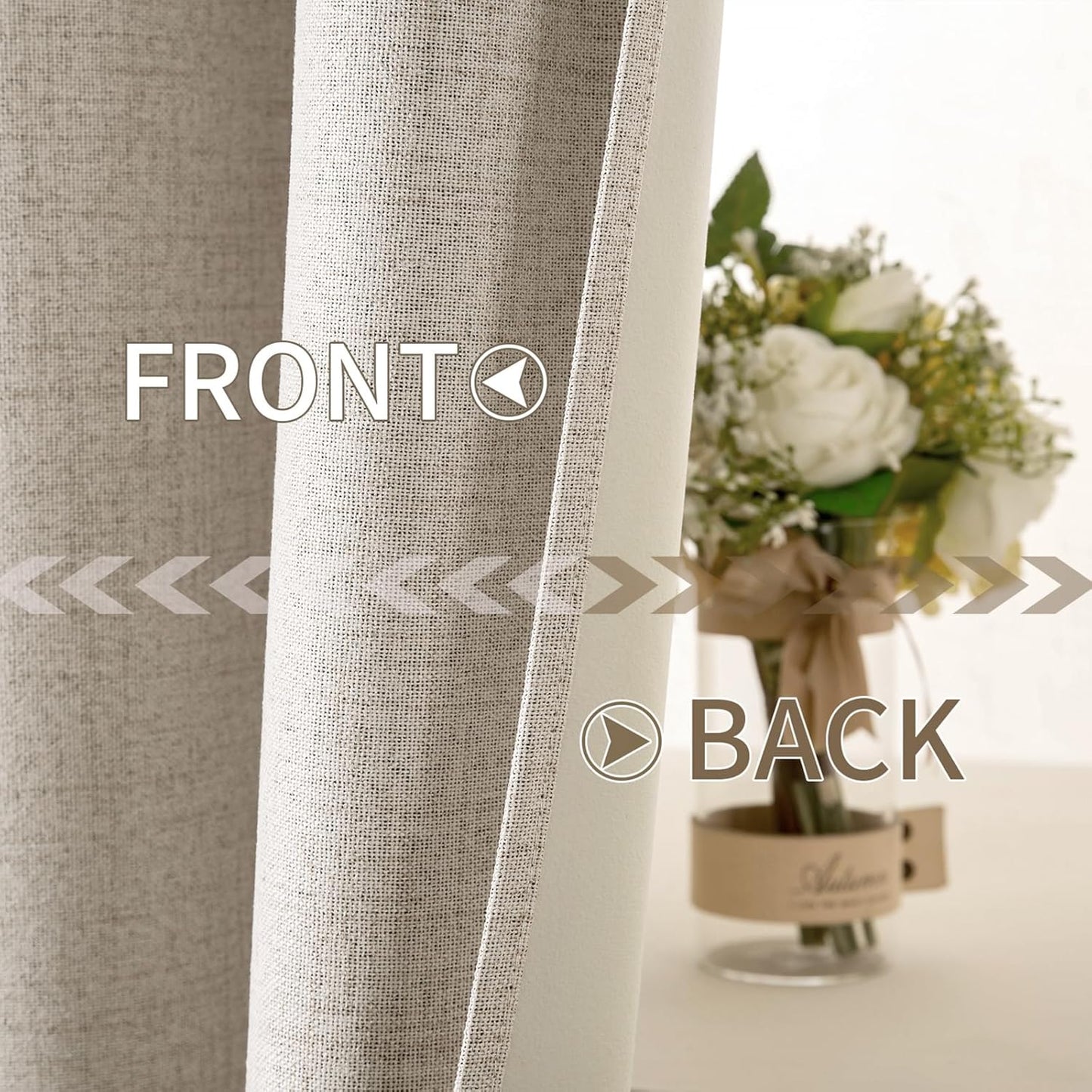 MIULEE Blackout Curtains - 100% Linen Textured Thermal Insulated Drapes | 52 x 54 Inch (2 Panels) for Bedroom & Living Room