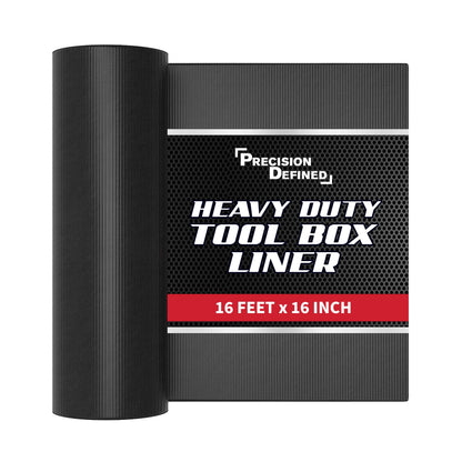 Precision Defined Professional Grade Tool Box Liner, 16 ft x 16", Black | Tool Box Drawer Liner, Shelf Liner Non Slip Mat, Thick Cabinet Shelf Liner, Toolbox Drawer Liner