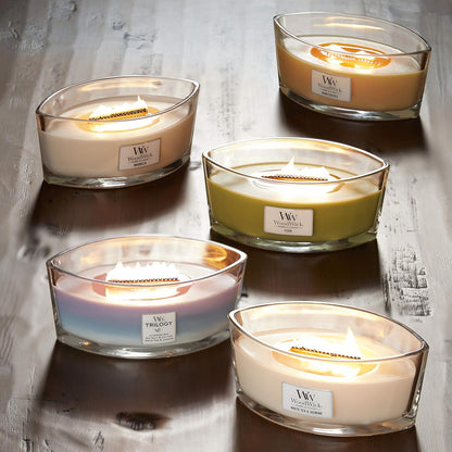 WoodWick Ellipse Scented Candle, Linen, 16oz - Up to 50 Hours Burn Time