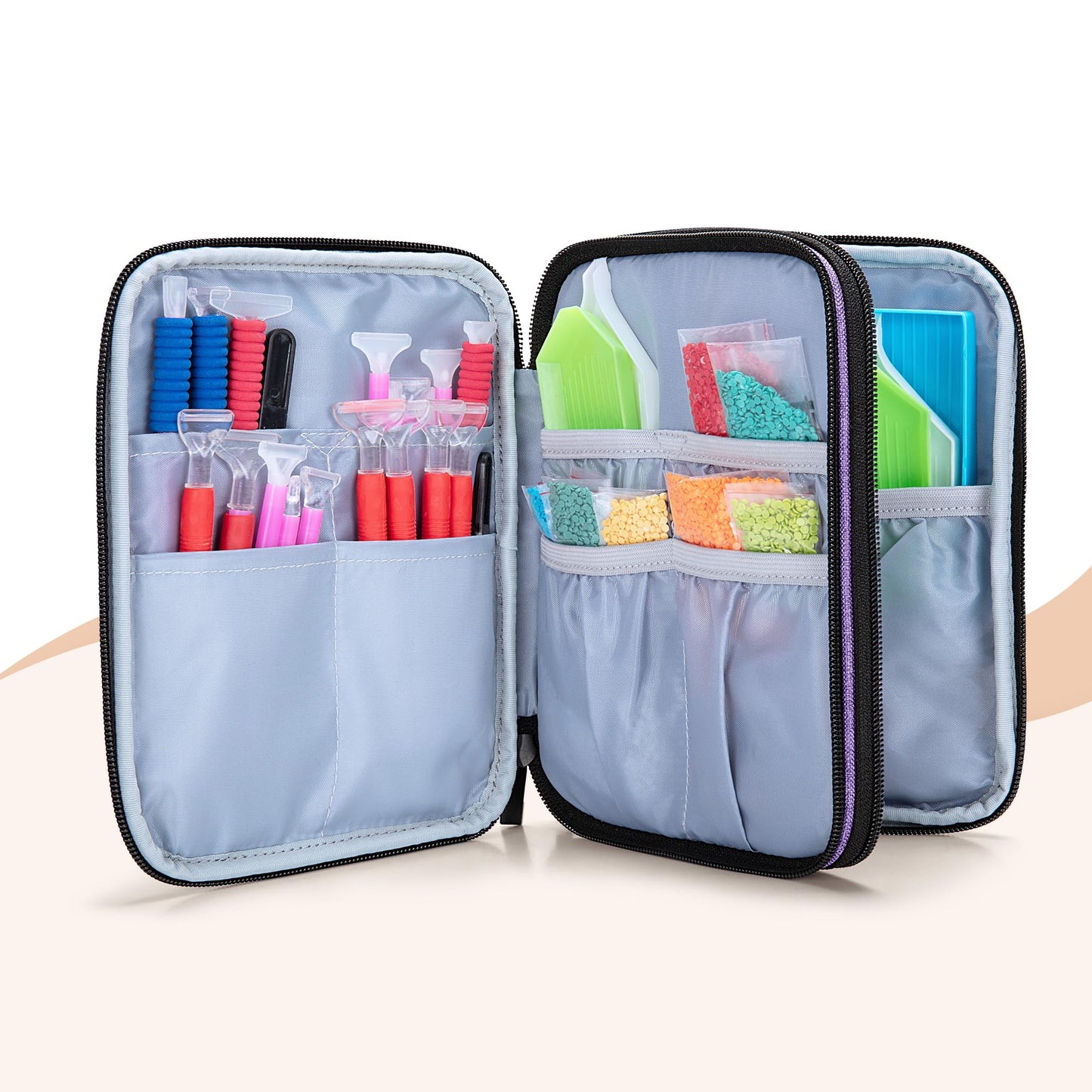 LUXJA Double Layer Diamond Painting Kits Storage, Carrying Bag for Diamond Painting Accessories (Bag Only), Purple
