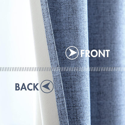 MIULEE Blackout Curtains - 100% Thermal Insulated Linen Texture - Stone Blue | 52x63 Inch (2 Panels)