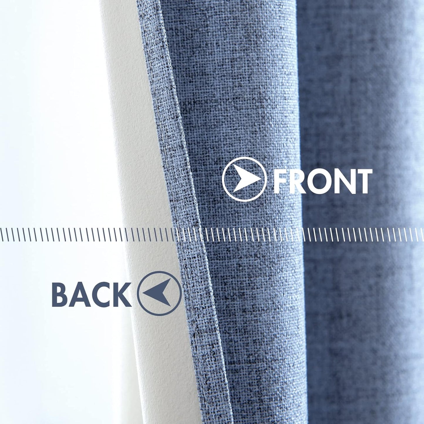 MIULEE Linen Blackout Curtains - 100% Room Darkening Thermal Insulated Grommet Panels | 42x84 inches, Stone Blue