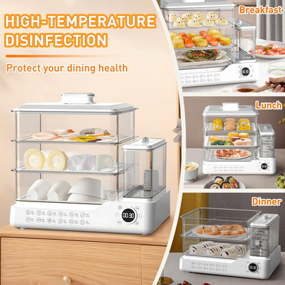 24L/25QT Electric Steamer, 3 Tier Food Steamer, Commercial Stainless Steel Steamer with Detachable Water Tank, Large Capacity Breakfast Machine with Timer, for Home, Restaurant, Party