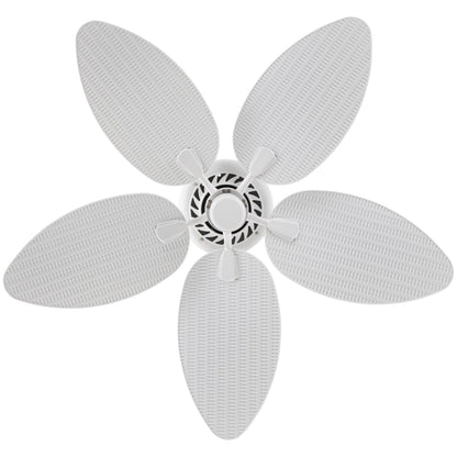 JONATHAN Y 52" White Metal Tropical Palm Leaf Blades Ceiling Fan Coastal Bohemian for Living Room Mobile App and Remote Control 6-Speed Sloped Ceiling Compatible JYL9719D