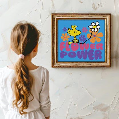 DIAMOND DOTZ Flower Power (Peanuts) Snoopy Diamond Painting Kits for Adults - Diamond Art Kits a Relaxing Creative Craft Kit with Dotz Gems 14"x 12.5"