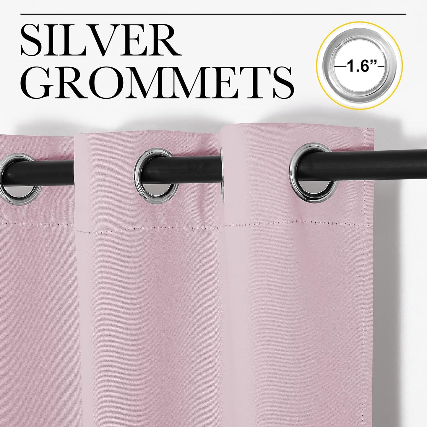 NICETOWN Blackout Curtains - Thermal Insulated Grommet Drapes for Nursery | Baby Pink, 42 x 84 Inches