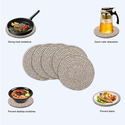 Vakelin 8 Inch Trivets for Hot Dishes, Hot Pots and Pans, Pot Holders for Kitchen, 5 Pcs Thick Heat Resistant Hot Pads for Kithchen, Countertop Hot Pad with Storage Basket