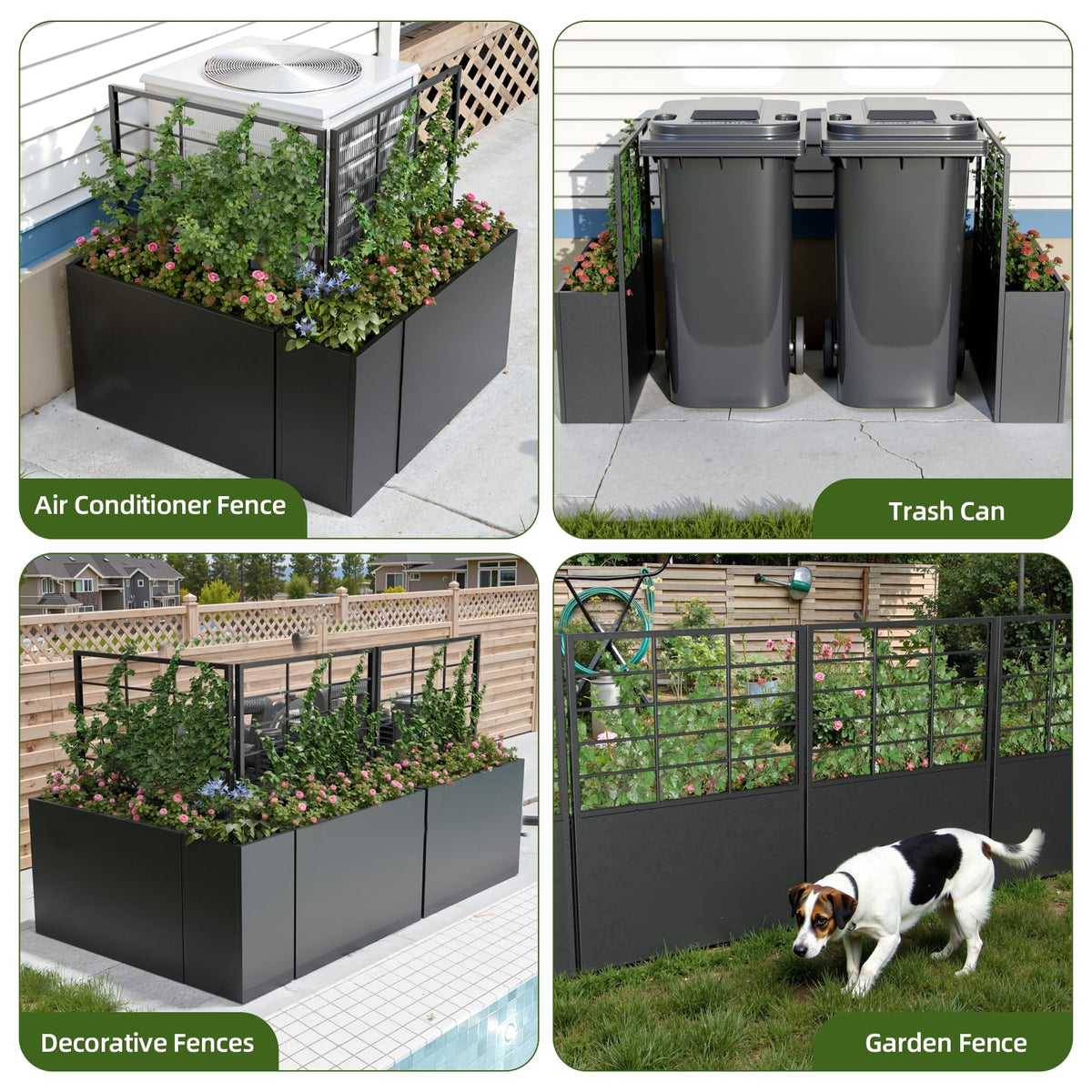 Trygoal 2 PCS Metal Planter Box with Trellis & 1 PCS Planter Box, 35" Lx11.8 Wx47 H Metal Raised Garden Bed with Trellis and Drainage Holes,Outdoor Standing Flower Bed for Climbing Plants,Vines