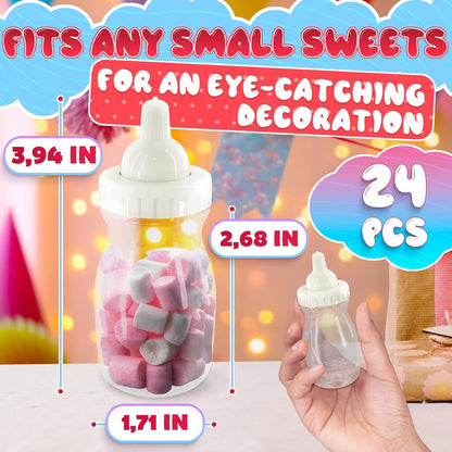 Baby Bottles for Baby Shower Game - 24 Pcs Clear Plastic Mini Bottles for Fun Bottle Chug Game