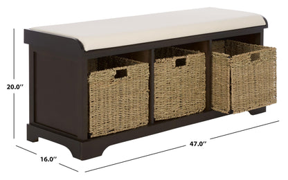 SAFAVIEH Furniture - Lonan Storage Bench - Dark Chocolate - Solid Wood - Farmhouse Lift-Top Design - Ideal for Entryway, Living Room, Hallway, 18" Seat Height (AMH5733F)