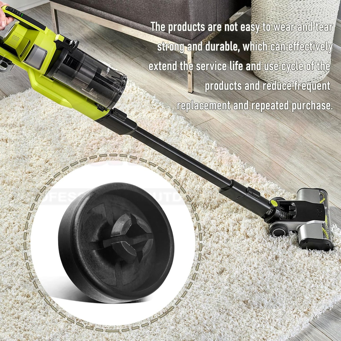 2 Pack Upgraded Replacement Wheel for Ryobi Cordless Stick Vacuum 18V One+ Models