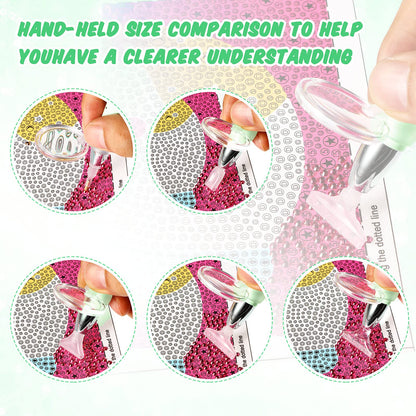 Chuangdi 2 Pcs Diamond Painting Art Drill Pen with Light Diamond Painting Accessories and Tools 12 Pen Heads 2 Anti-slip Mats 2 Wax Organizer Cases for DIY Craft Supplies(Blue, Green)