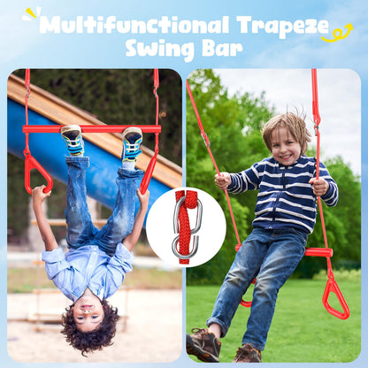 Hapfan 65 ft Ninja Warrior Obstacle Course for Kids with Swing, Ninja Rope Course with 11 Obstacles for Backyard Outside, Tree Slackline Jungle Gym Outdoor