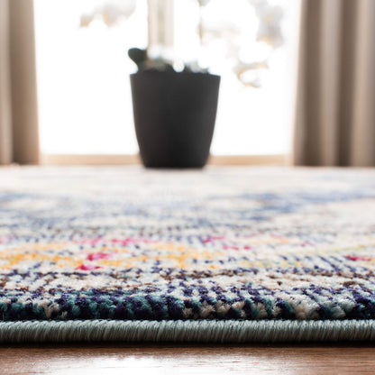 SAFAVIEH Monaco Collection Area Rug - 9' x 12', Navy & Light Blue, Non-Shedding & Easy to Clean, Distressed Medallion Design, Ideal for Living Room, Bedroom, Dining Space (MNC243N)