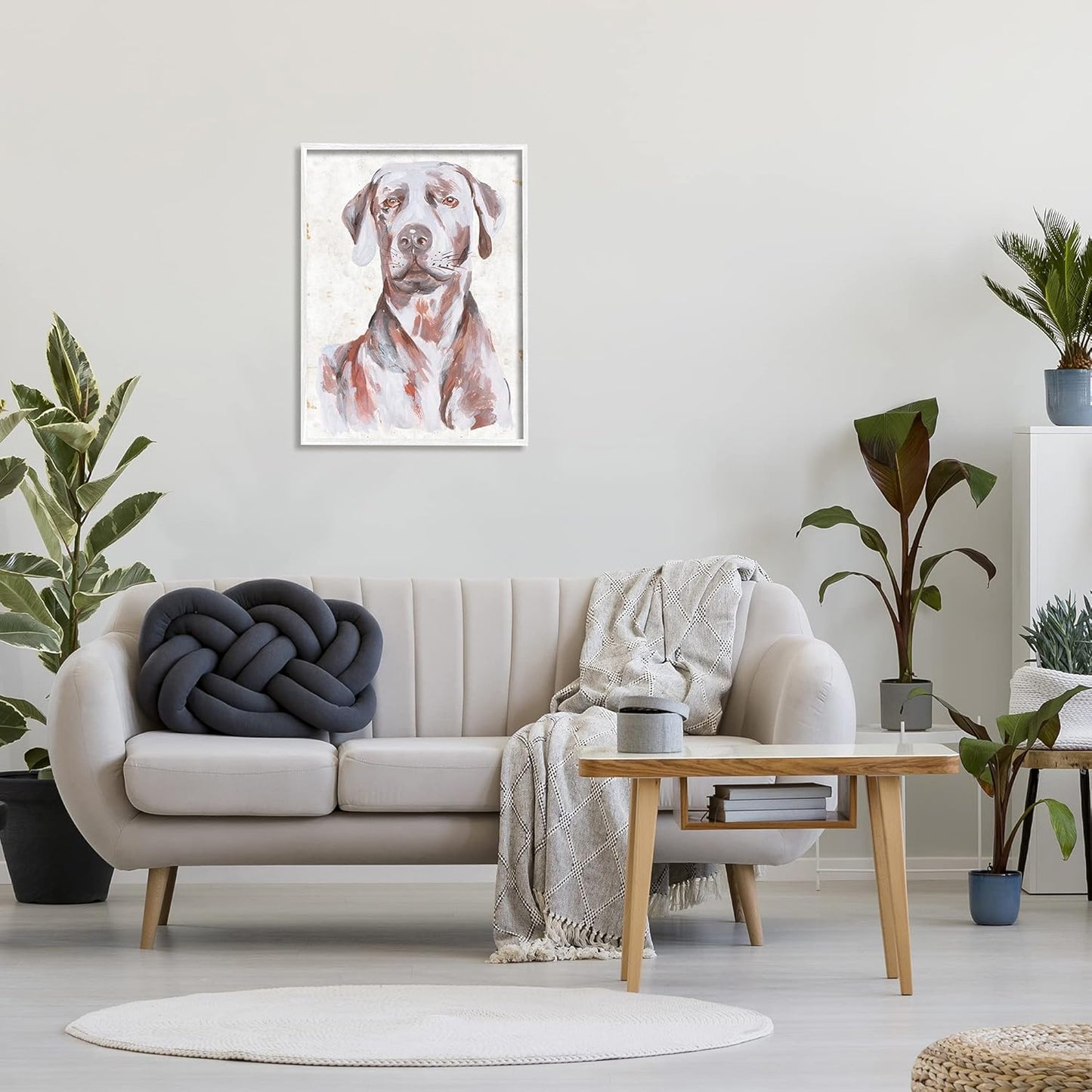 Stupell Industries House Dog Pet Portrait Labrador Soft Tone Painting by Melissa Wang, White Framed Wall Art, 24 x 30
