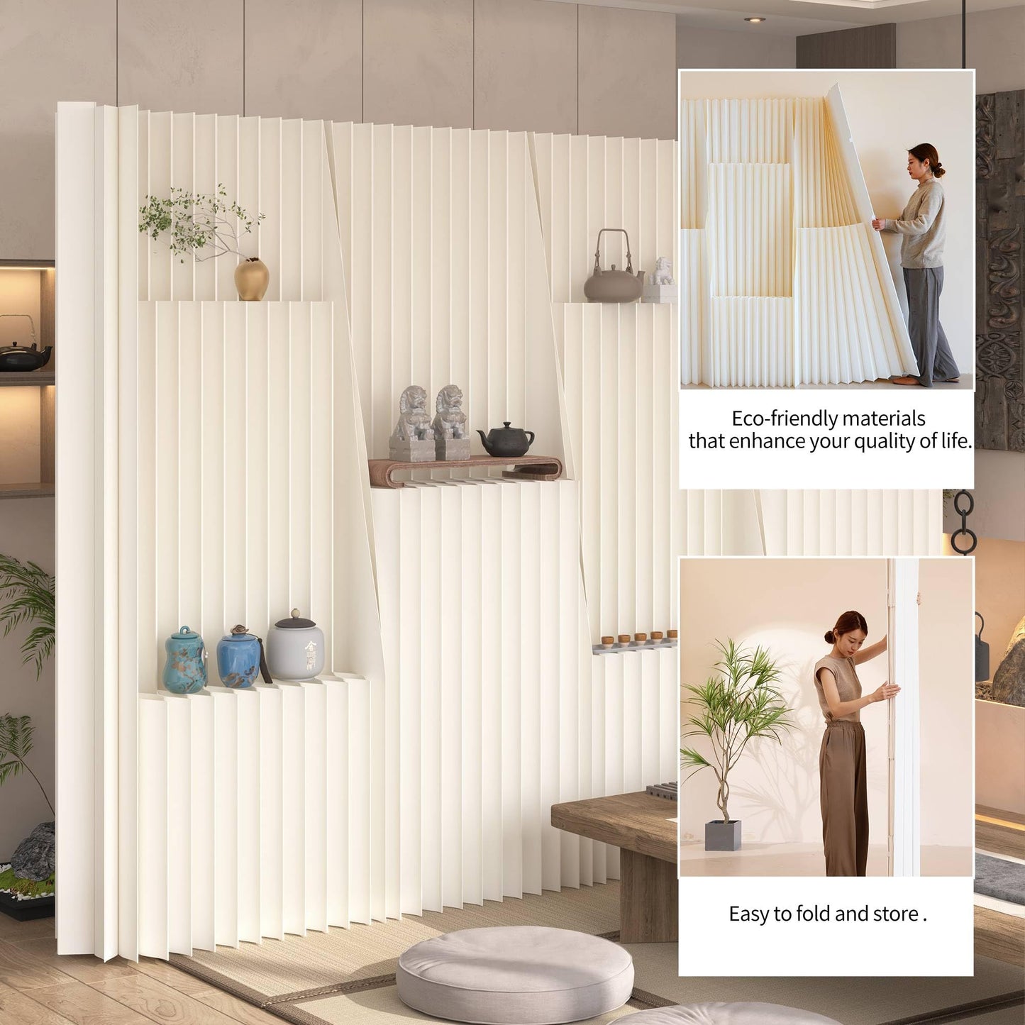 Paper Room Divider Temporary Wall Foldable Wall Divider Retractable Room Dividers and Folding Privacy Screens for Home/Office/Clothing Store/Enterprise/Studio