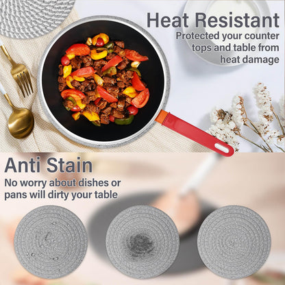 Billbotk 10" Trivets for Hot Dishes, Hot pots and Pans, Set of 6, Heat Resistant Pot Holders for Kitchen, Hot Pads for Countertops