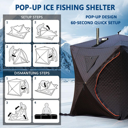 WACLMOTAKE 70.8x70.8x78'' Outdoor Sauna Tent, 3-5 Person Steam for Dry Sauna, Pop Up Ice Fishing Tent, Windproof Warm Portable Ice Shanty with Anchors/Ropes/Carrying Bag Sauna-Tent-2.1m