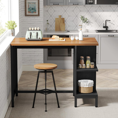 Tribesigns Kitchen Island, Kitchen Shelf Bar Table with 5 Open Storage Shelves and Large Worktop, Industrial Butcher Block Island (Stools Not Included)