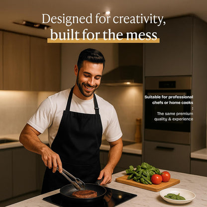 Will Well Chef Apron for Men and Women, 33" x 27" Large with 38" Waist Ties, Durable with 2 Spacious Pockets