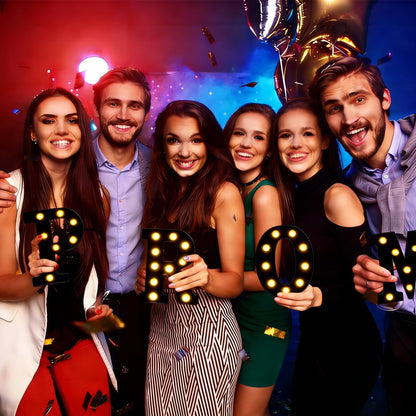 Prom Decorations 2026, 4 Pcs LED 3D Extra Large Light Up Letter Signs, Marquee Light Letters for 2026 Graduation & Prom Party Supplies(Black)