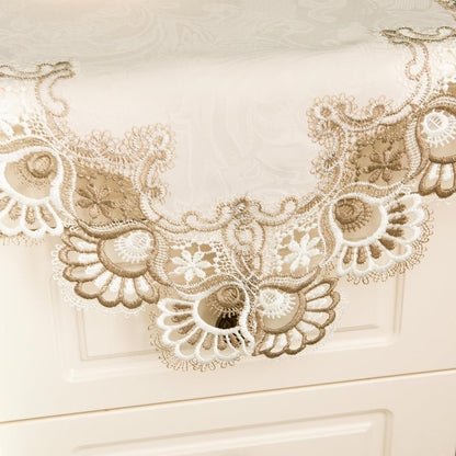 24x24 inch Lace Small Square Tablecloth Embroidered Farmhouse Table Cloth with Macrame Border Side Table Cover