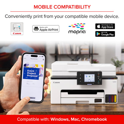 Canon MegaTank MAXIFY GX2020 All-in-One Wireless Color Printer – Print, Copy, Scan with Duplex Printing – Refillable Tank System, Compact Desktop Design – Wireless Print Scan Copy for Home & Office