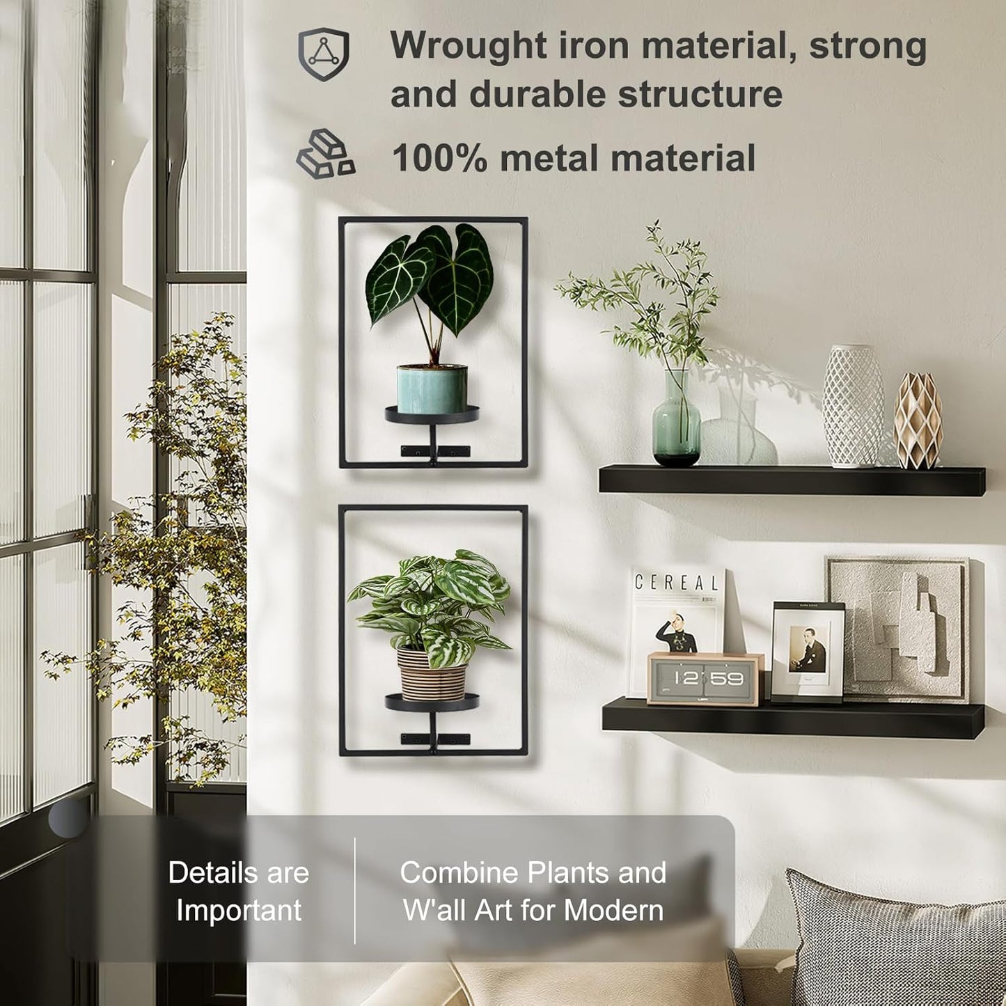 3-pack) Sisher Plant Stand Indoor Outdoor,Window Plant Shelf Picture Frame Wall Plant Stand Metal Wall Plant Shelf Ease