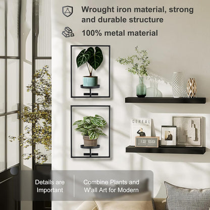 3-pack) Sisher Plant Stand Indoor Outdoor,Window Plant Shelf Picture Frame Wall Plant Stand Metal Wall Plant Shelf Ease