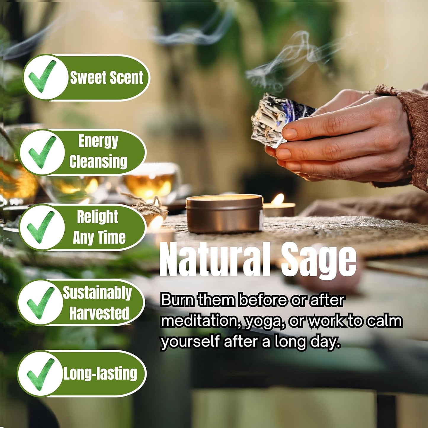 SOUL STICKS Smudge Stick Variety Gift Set, Bulk Sage Bundles for Space Cleansing, Smudging Wand Gift Set (Floral Sage,