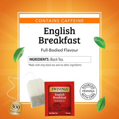 Twinings English Breakfast Black Tea - Smooth & Robust Flavor | 100 Individually Wrapped Teabags