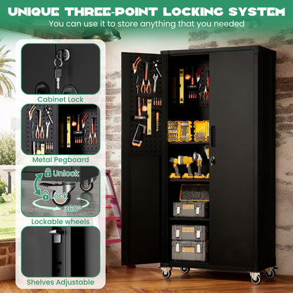 VIYET Garage Cabinet System | Heavy Duty Steel All-in-One Modular Garage Cabinet Set for Ultimate Workshop Organization | Easy Assembly Garage Storage Cabinets & Tool Bench