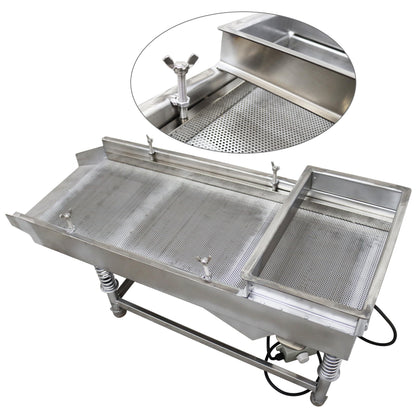 TECHTONGDA Straight Vibrating Sieve Screen Shaker Electric Linear Sifter Machine Stainless Steel One Layer One Motor 10mm Screen Size 11.8×29.5inch 110V